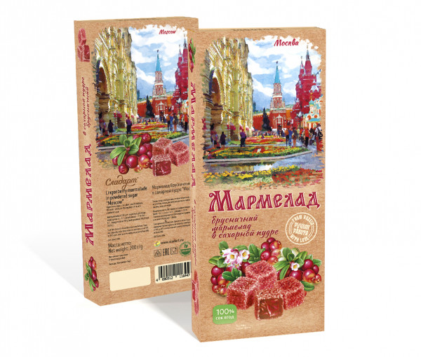№2 Сладарт Мармелад Брусничный в сахарной пудре, 200г      в Калининграде