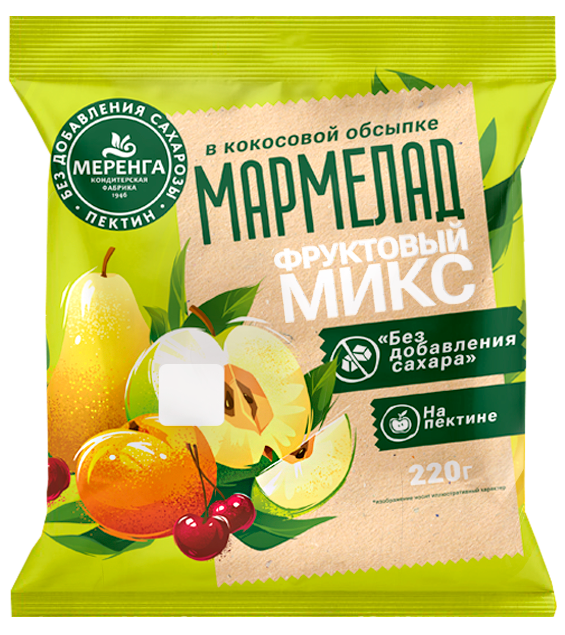  Меренга Мармелад без сахара в кокосовой обсыпке Фруктовый микс, 220г   в Калининграде