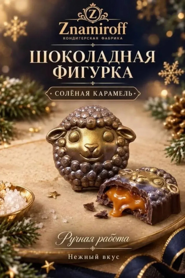  Шоколад фигурный "Овечка-мордашка" молочный шоколад с начинкой солёная карамель(блок 5шт по 70г) в Калининграде