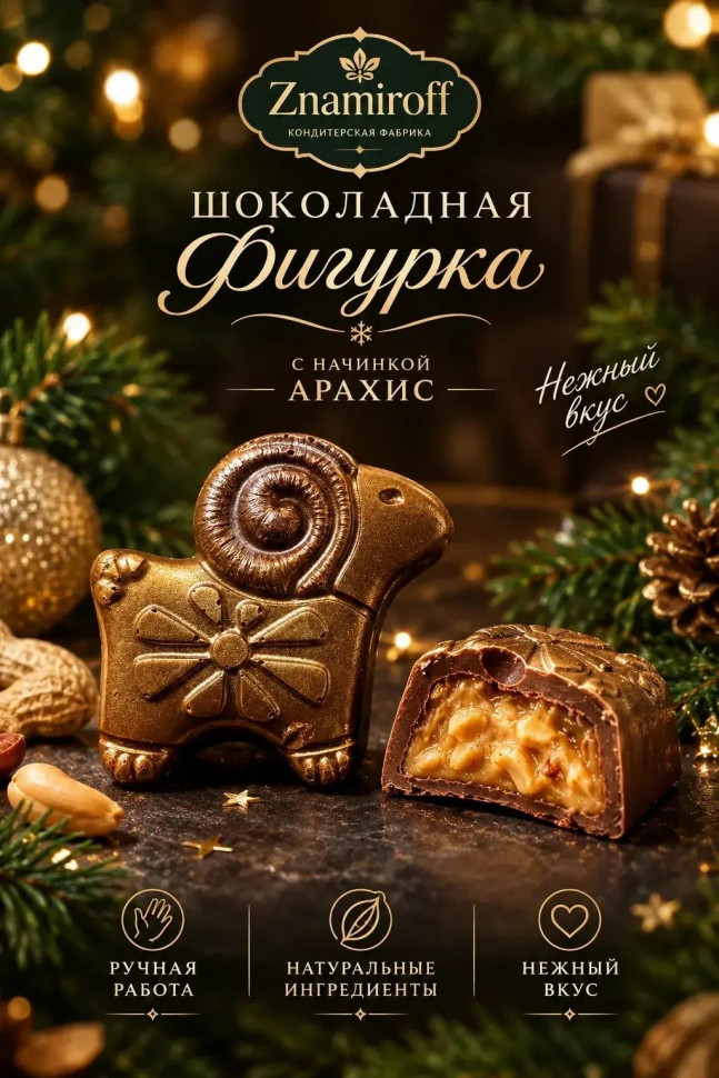  Шоколад фигурный "Баран-таран" молочный шоколад с арахисовой начинкой (блок 5шт по 70г) в Калининграде