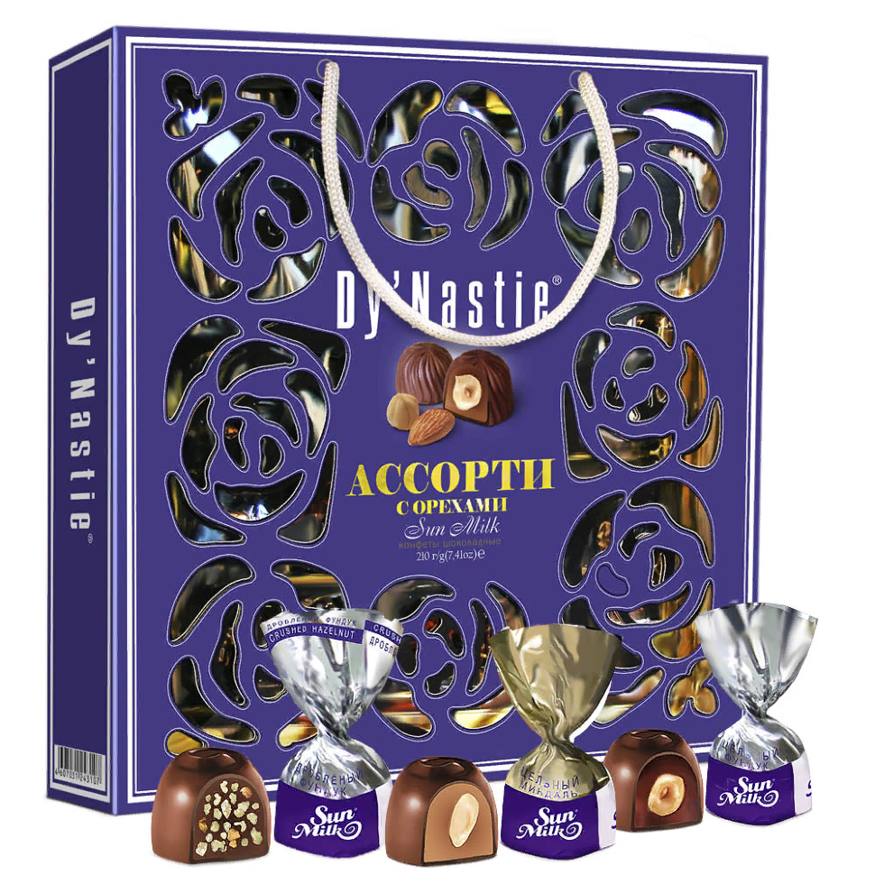  Династия Сумка Конфеты "Ассорти с орехами", 210г     в Калининграде